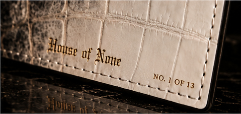 Gold House of None mark and individual edition numbering detail